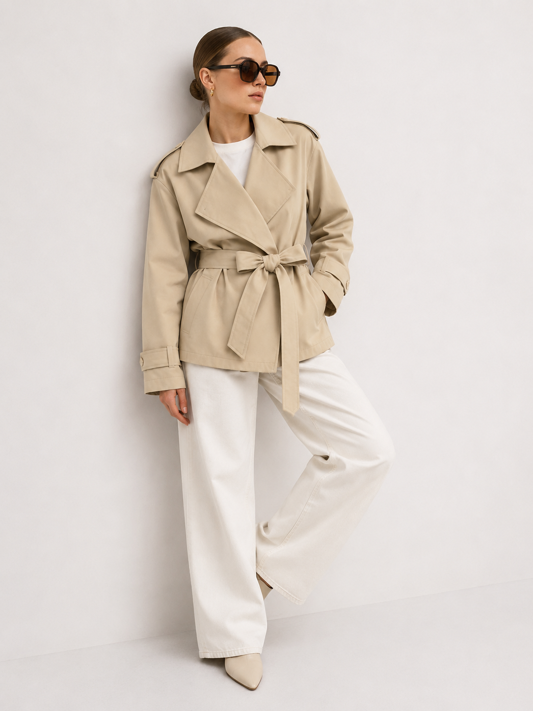 Relaxed Tie-Waist Trench Jacket