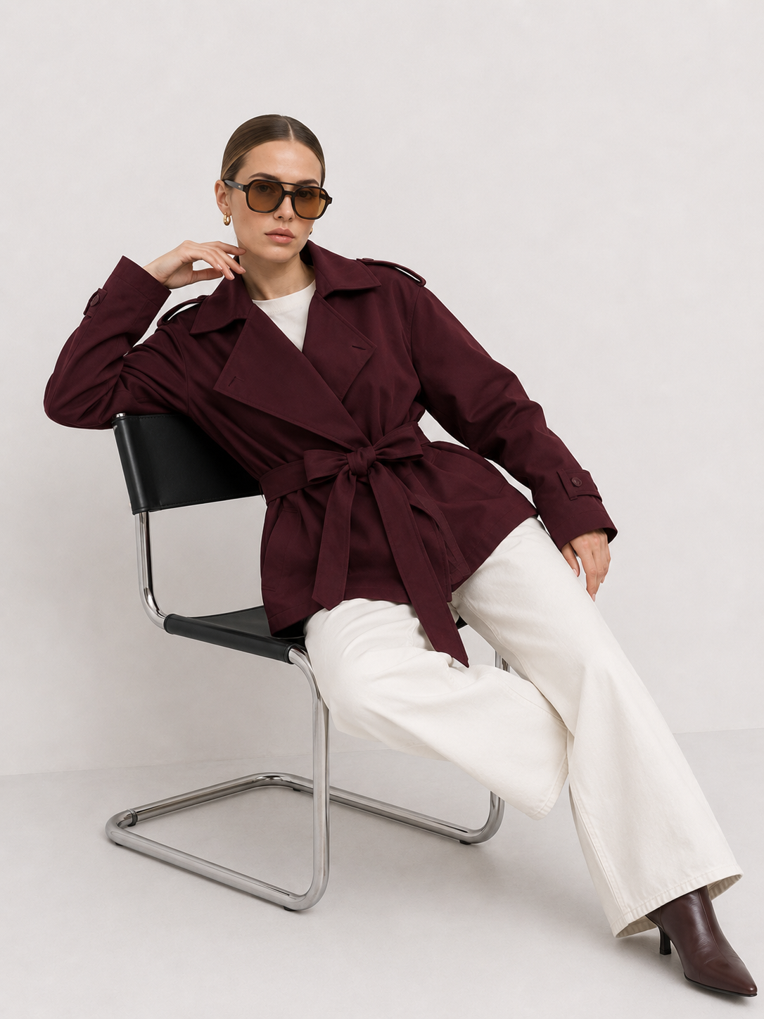 Relaxed Tie-Waist Trench Jacket