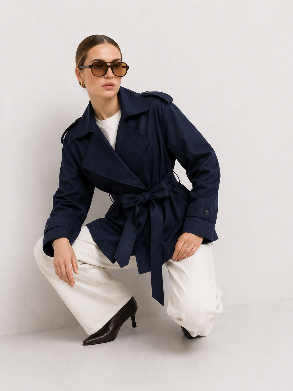 Relaxed Tie-Waist Trench Jacket