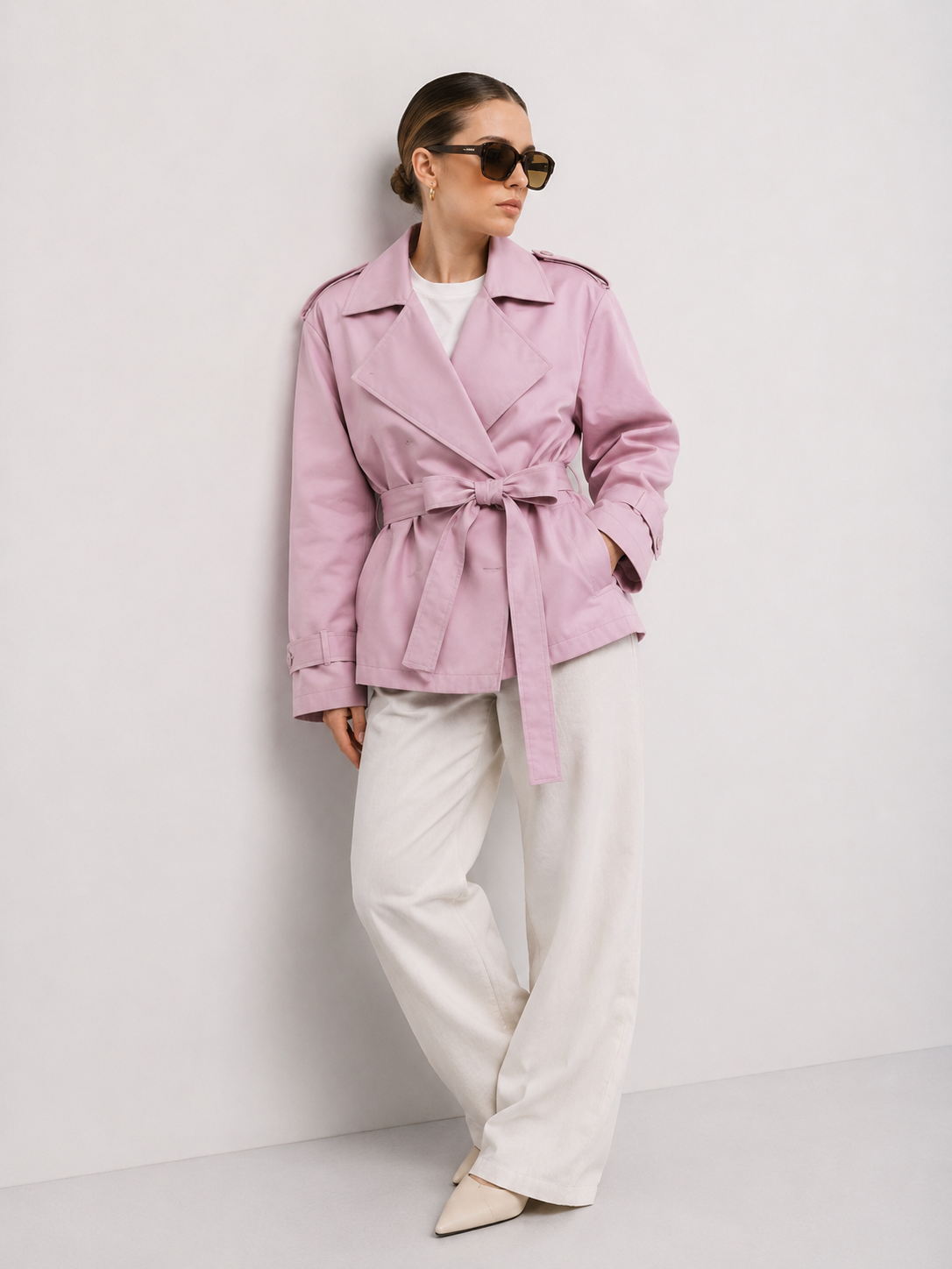 Relaxed Tie-Waist Trench Jacket