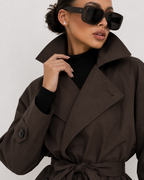 Wrap-Belt Cropped Trench Jacket