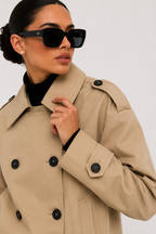 Cropped Double-Button Utility Jacket