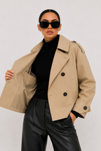 Cropped Double-Button Utility Jacket
