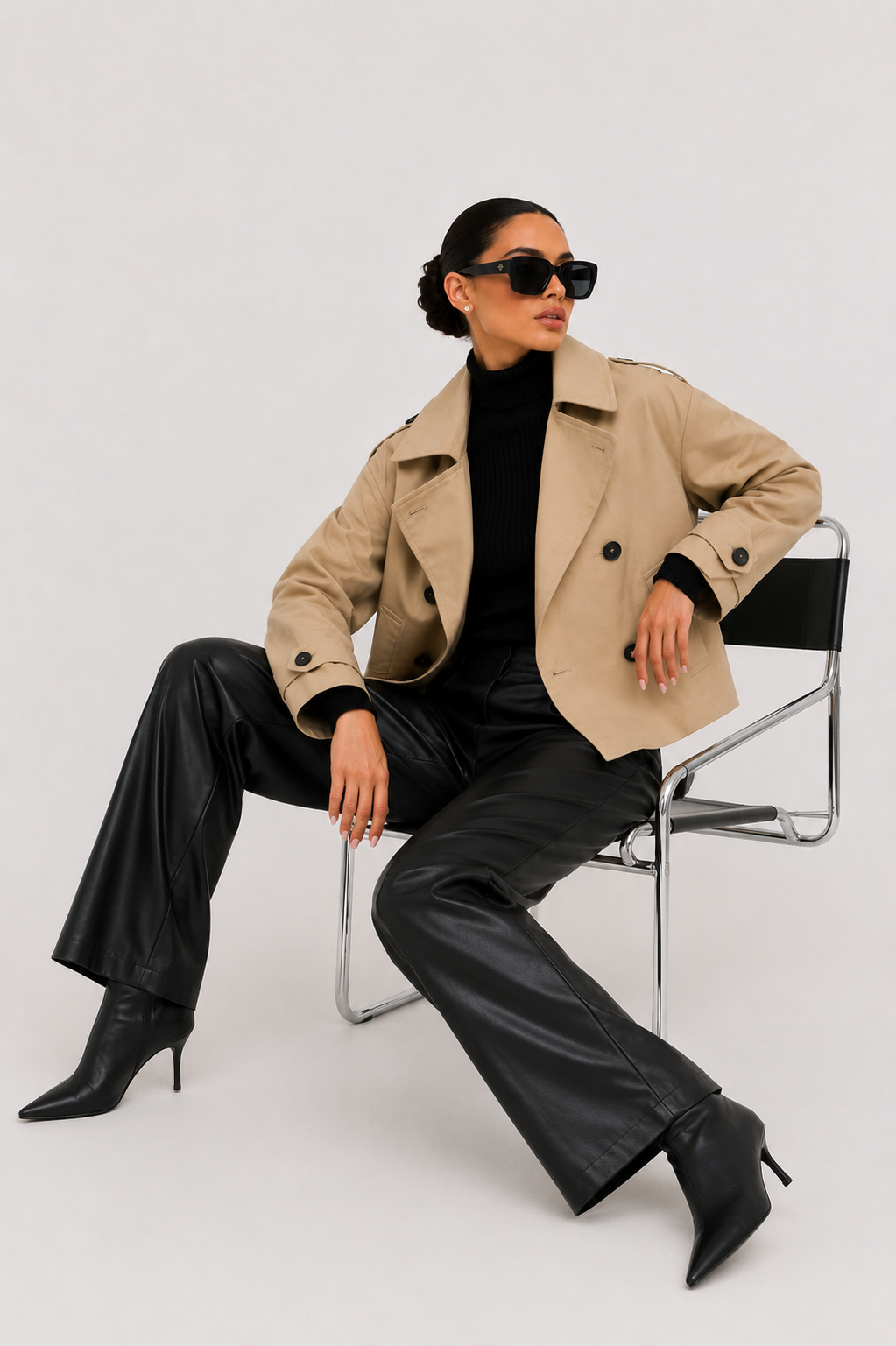 Cropped Double-Button Utility Jacket