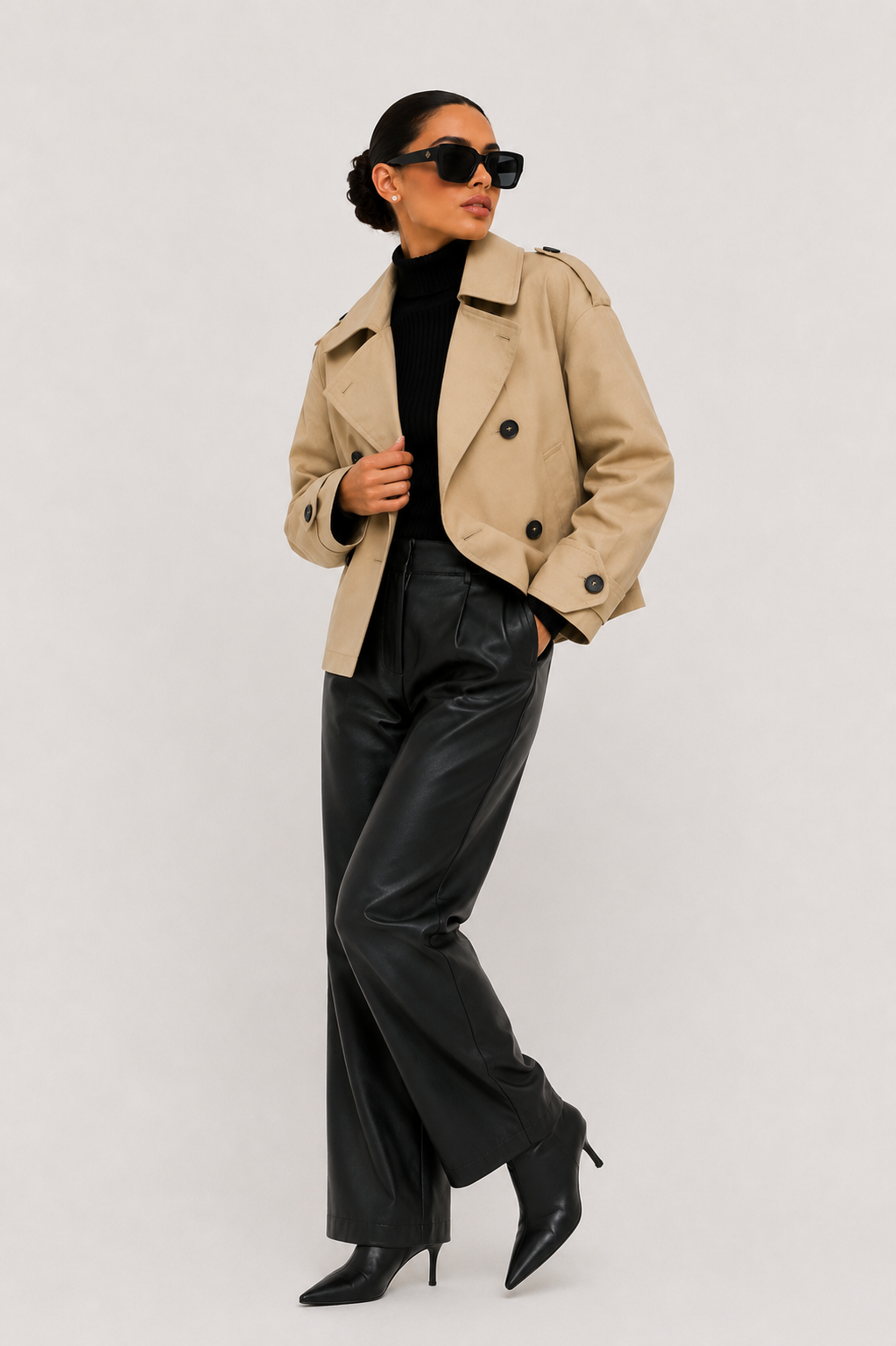 Cropped Double-Button Utility Jacket