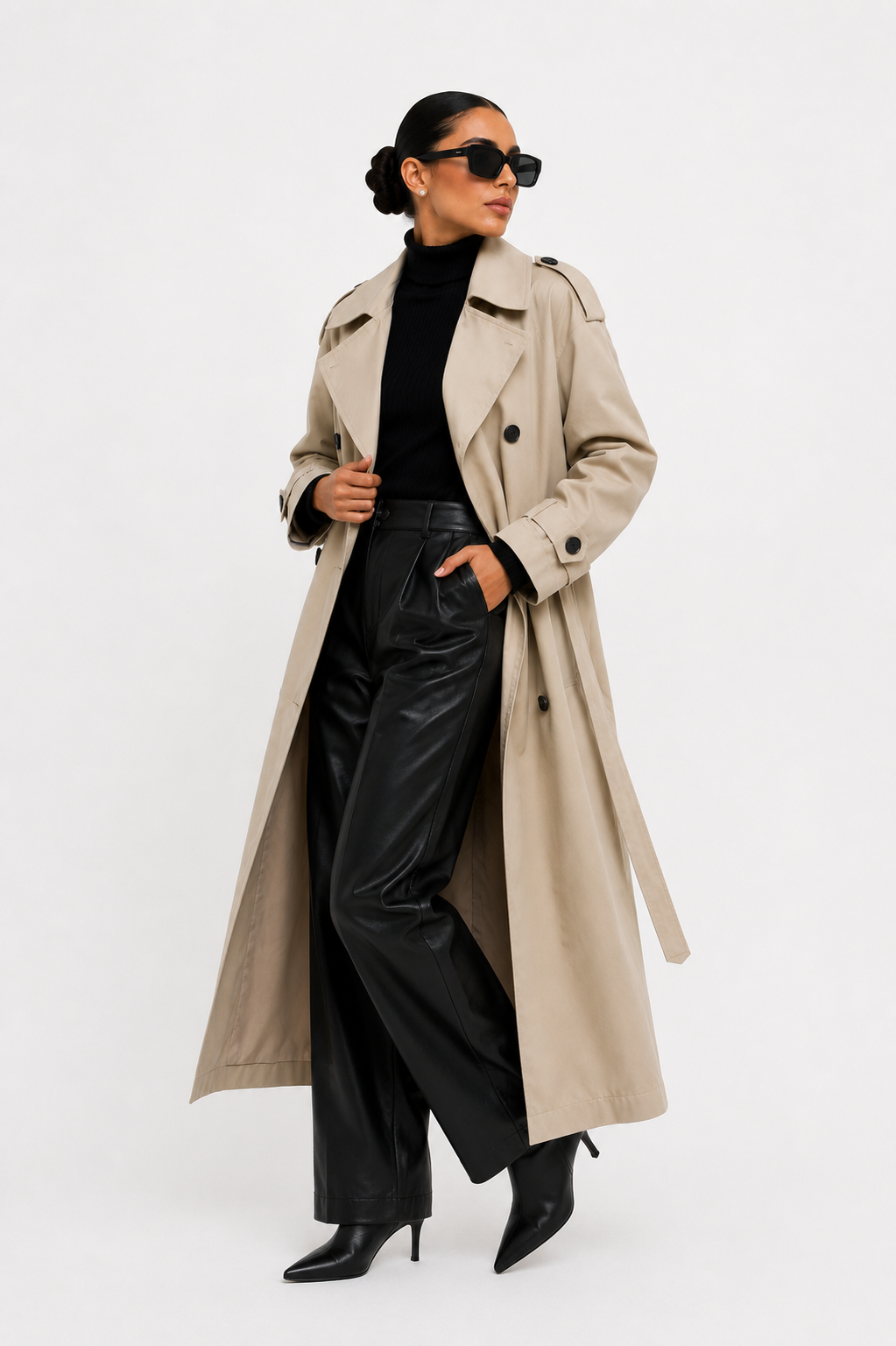 Classic Tie-Belt Longline Trench Coat