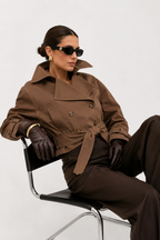 Statement Belted Cropped Trench Jacket