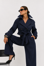 Statement Belted Cropped Trench Jacket