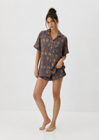 Textured Cotton-Gauze Short Pyjama Set with Fine Piping(ok)