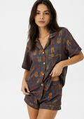 Textured Cotton-Gauze Short Pyjama Set with Fine Piping(ok)