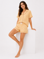 Textured Cotton-Gauze Short Pyjama Set with Ribbon Detail(ok)