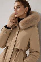Plush-Collar Longline Parka Coat