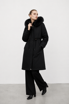 Plush-Collar Longline Parka Coat