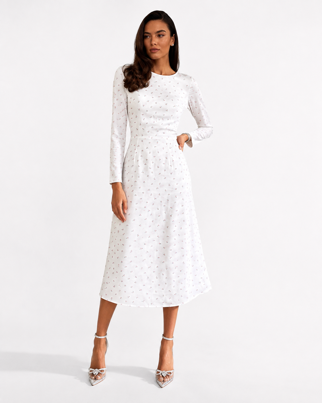 Abstract Floral Long-Sleeve Maxi Dress