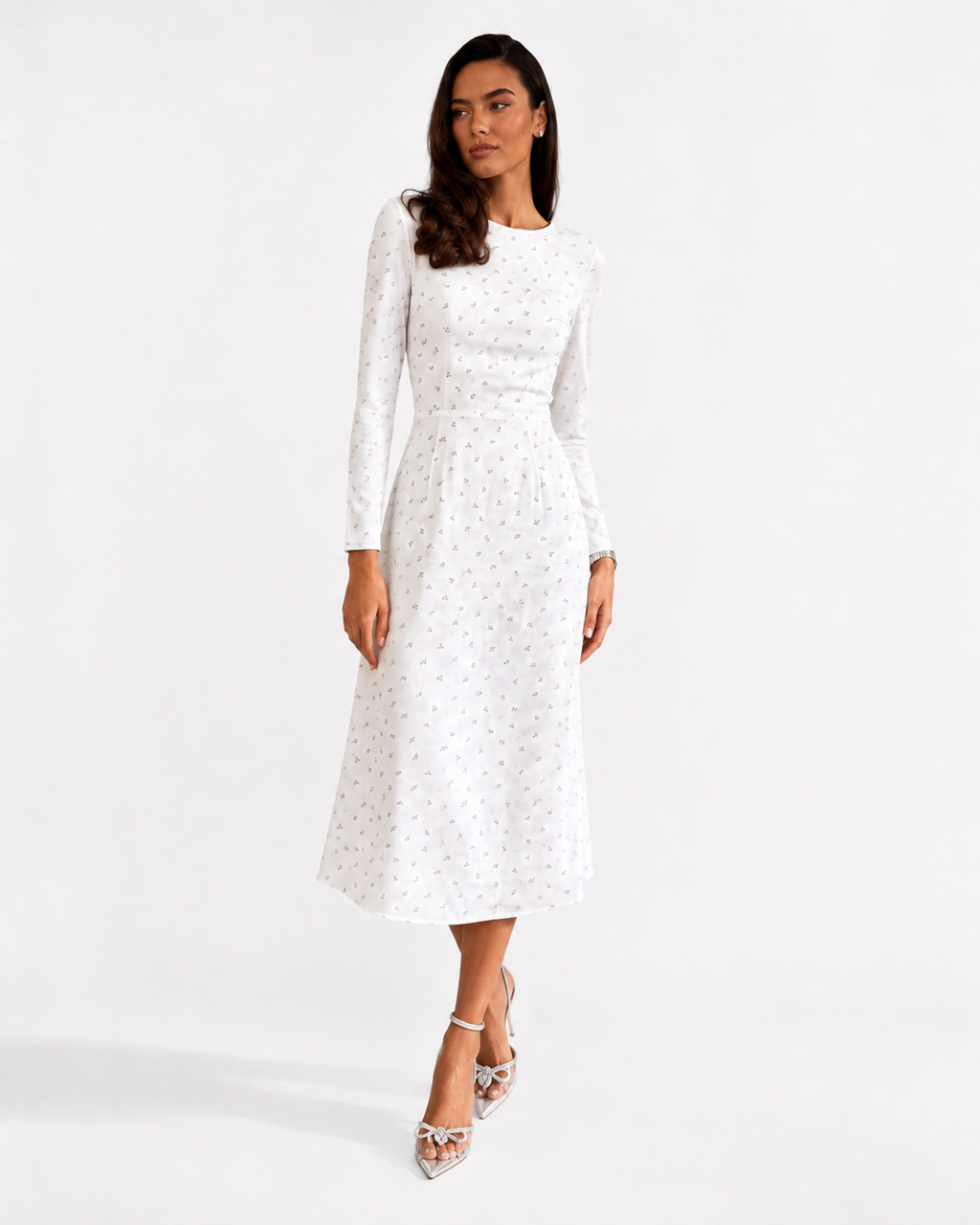 Abstract Floral Long-Sleeve Maxi Dress