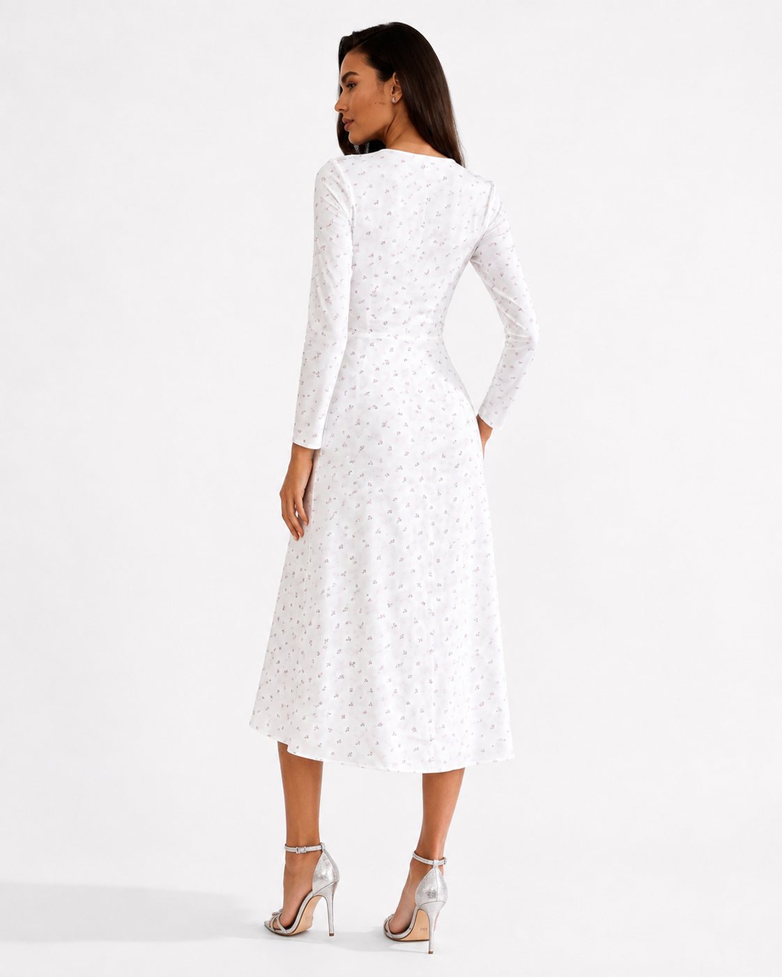 Abstract Floral Long-Sleeve Maxi Dress