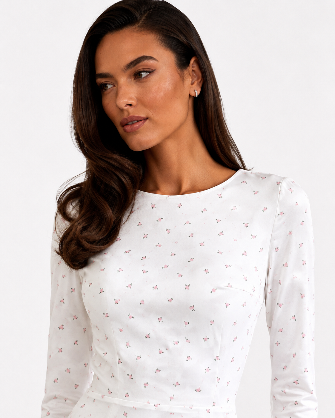 Abstract Floral Long-Sleeve Maxi Dress