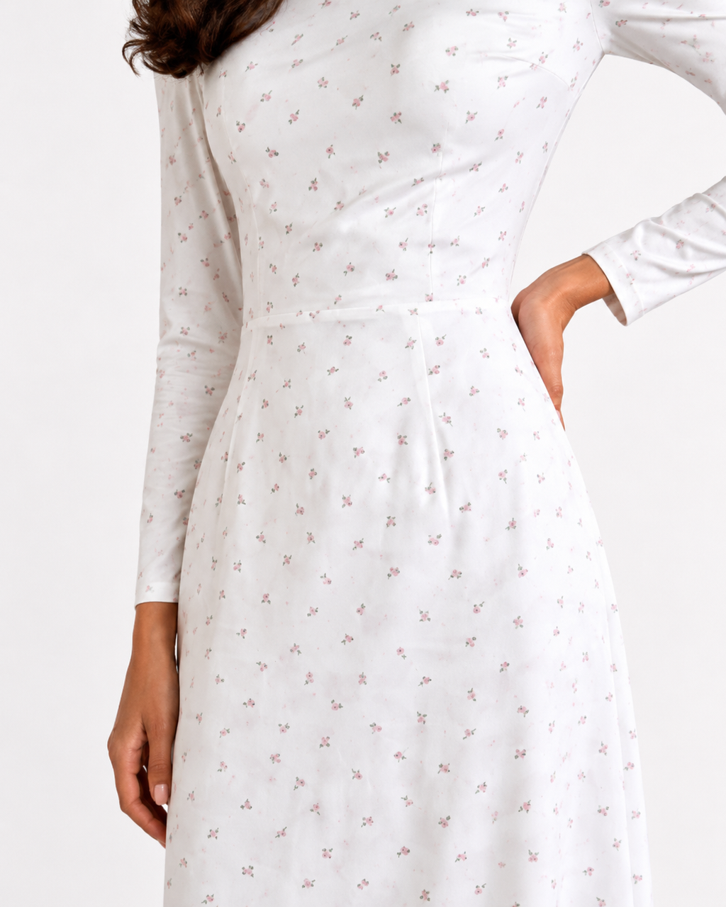 Abstract Floral Long-Sleeve Maxi Dress