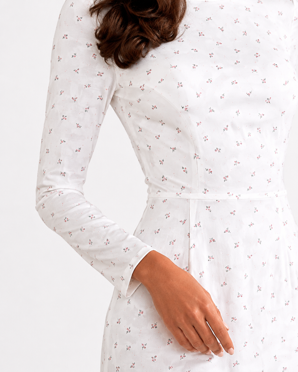 Abstract Floral Long-Sleeve Maxi Dress