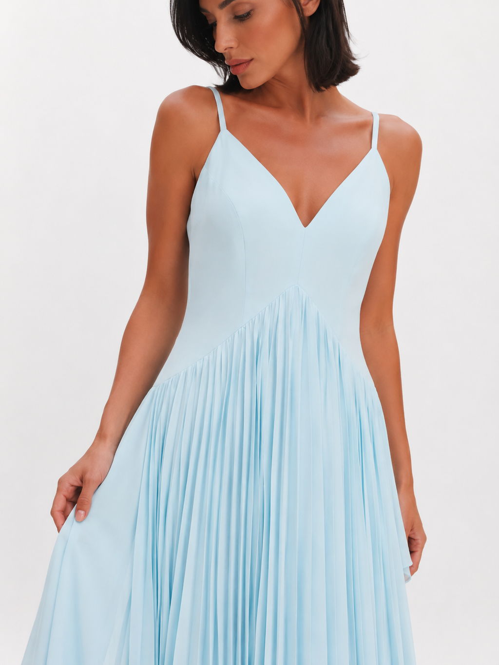 Ruffle-Front Halter Maxi Dress