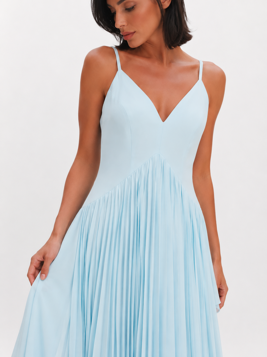 Ruffle-Front Halter Maxi Dress