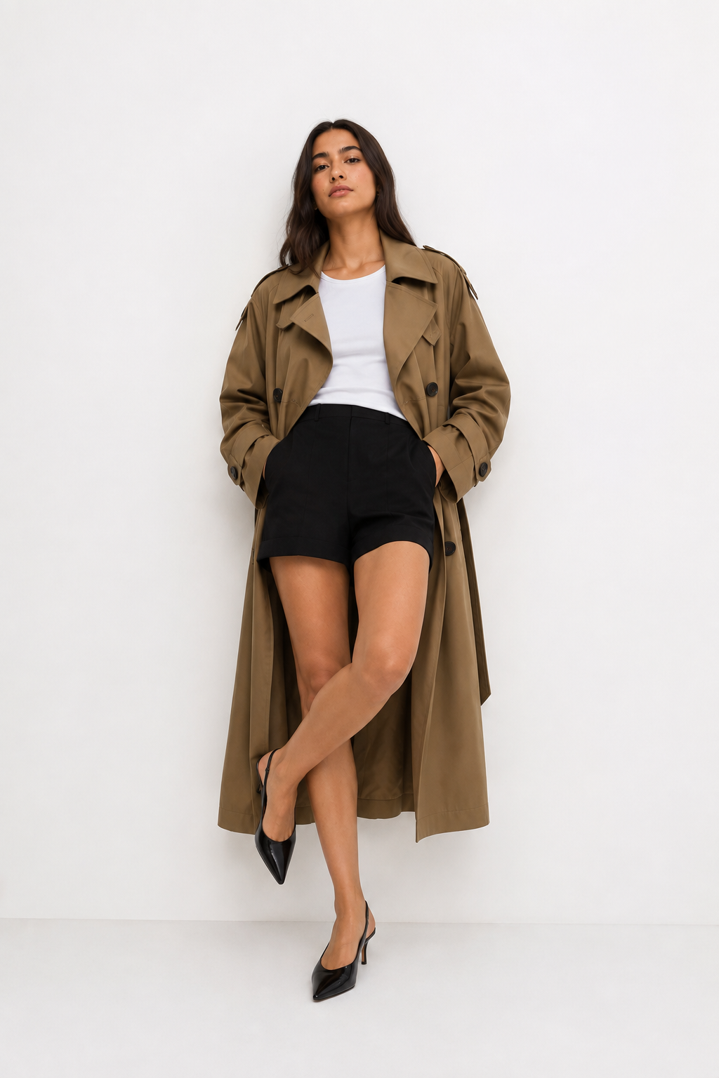 Belted Longline Trench Coat