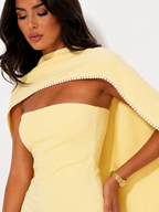 Pearl-Embellished Strapless Mini Dress