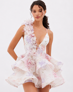 Floral Halter Backless Mini Dress