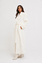 Wide-Lapel Belted Longline Coat