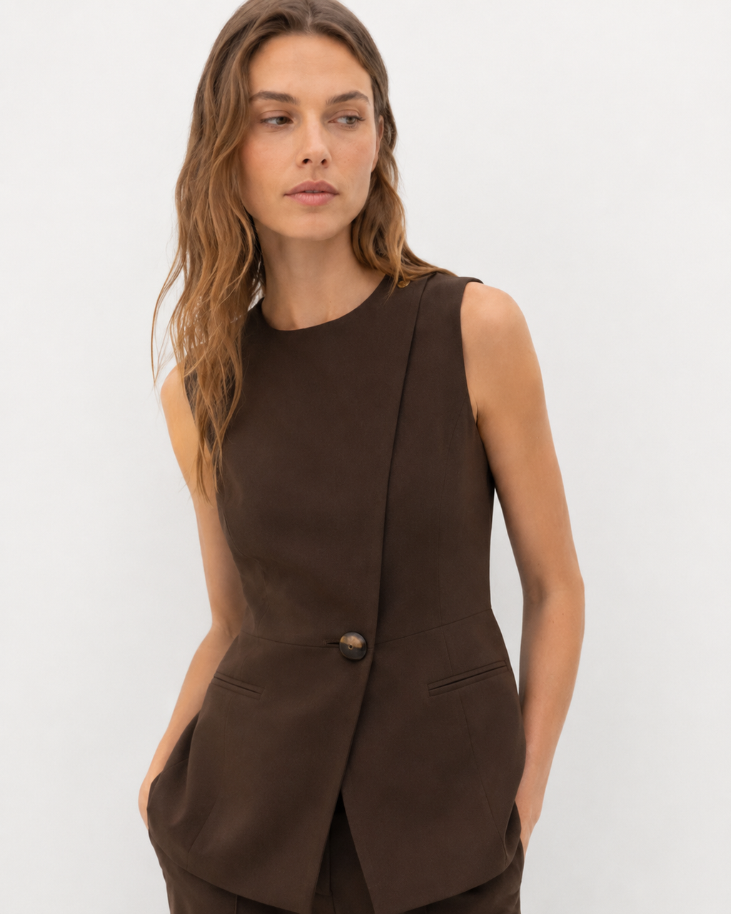 Asymmetric Waistcoat Two-Piece Set