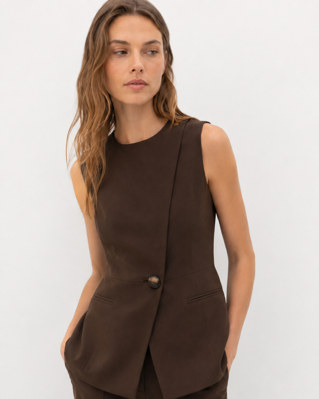 Asymmetric Waistcoat Two-Piece Set
