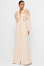 Structured-Shoulder Tailored Maxi Dress
