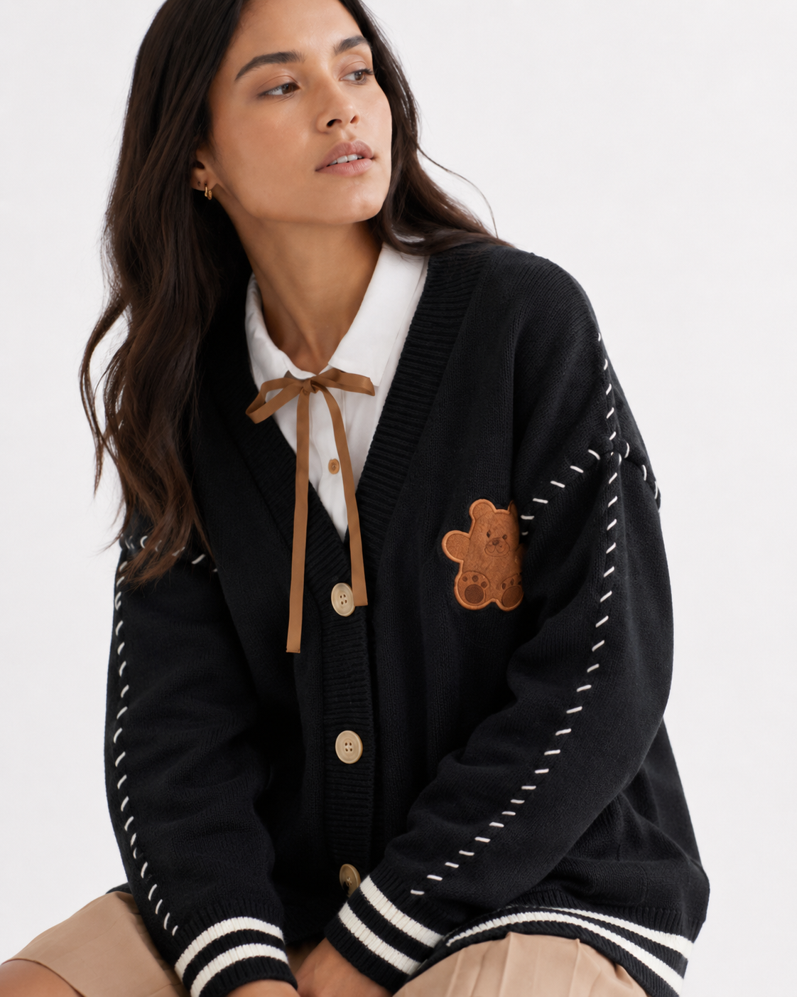 Embroidered V-Neck Cardigan