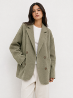 Double-Breasted Textured Short Coat