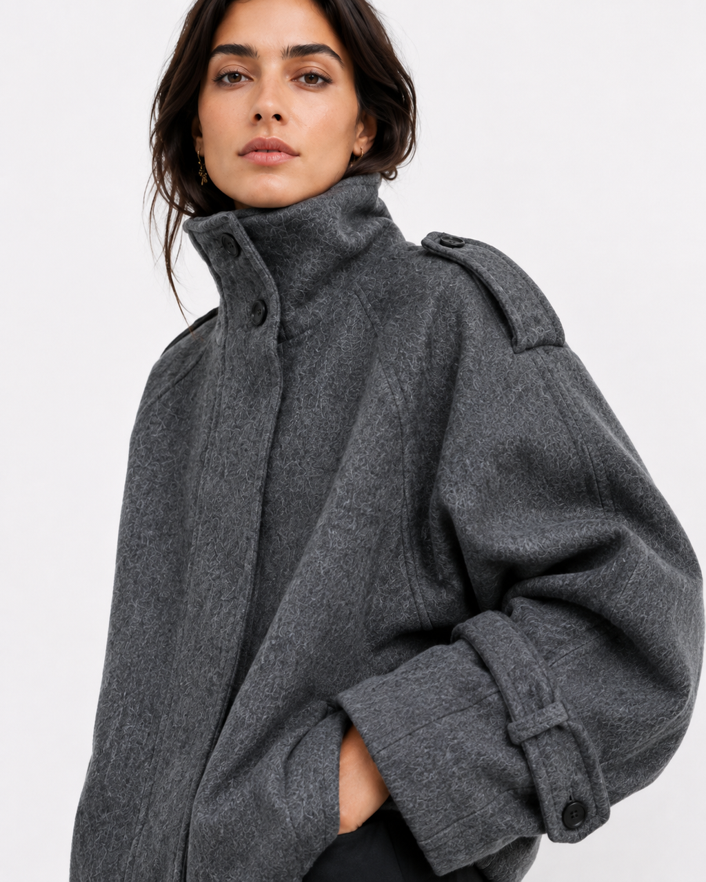 High-Collar Utility Jacket