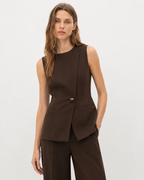 Asymmetric Waistcoat Two-Piece Set