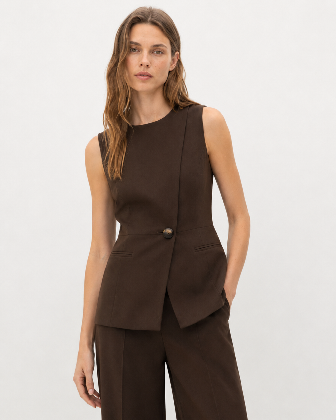 Asymmetric Waistcoat Two-Piece Set