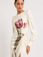 Floral-Print Draped Maxi Dress