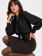 High-Waist Plaid Pencil Midi Skirt