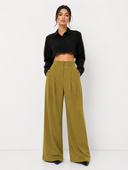 Relaxed High-Waist Wide-Leg Trousers