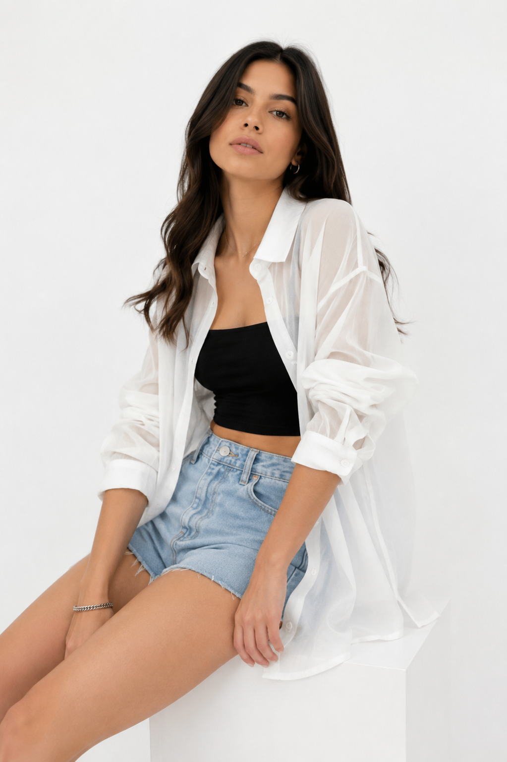 Sheer Organza Relaxed Shirt