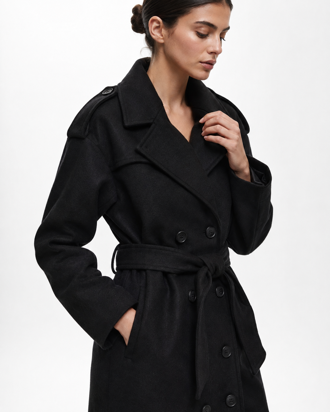 Belted Cape-Style Longline Coat