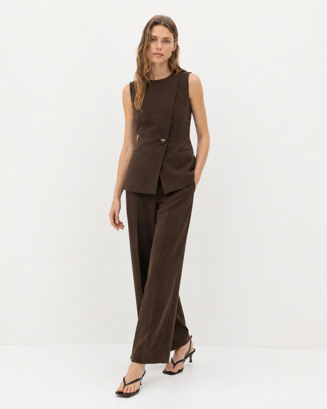 Asymmetric Waistcoat Two-Piece Set