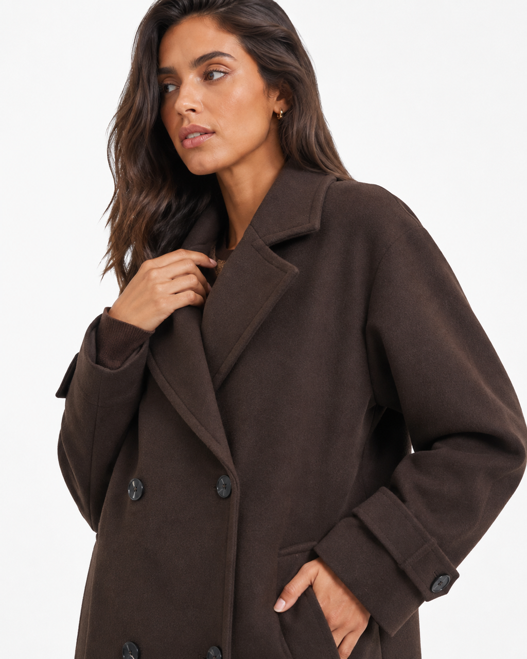 Notched-Lapel Double-Breasted Coat