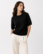 Short-Sleeve Fine-Knit Top