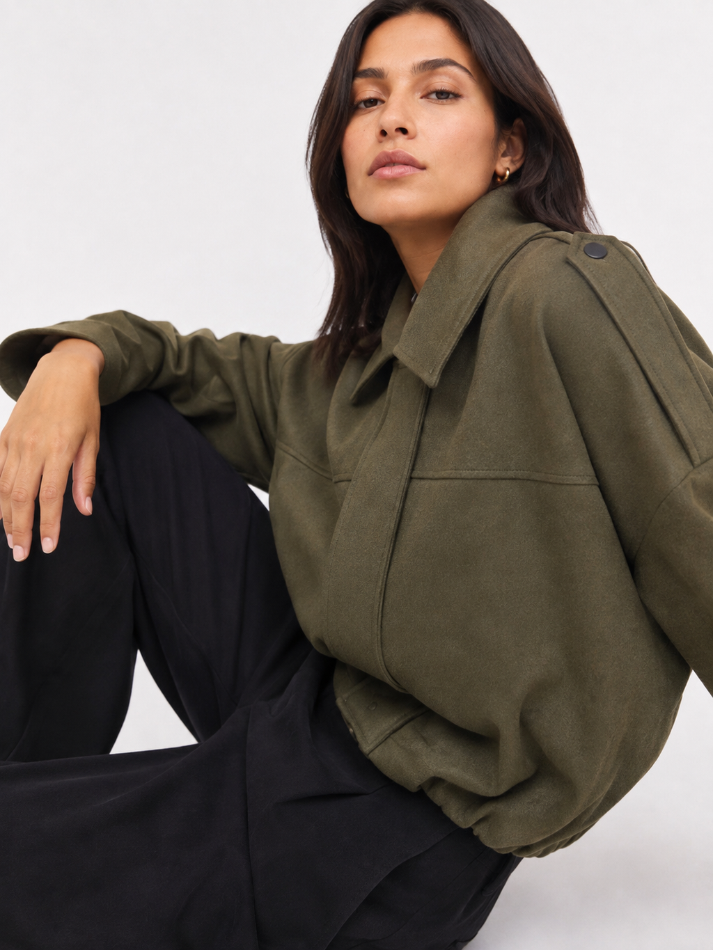 Relaxed Collared Bomber Jacket