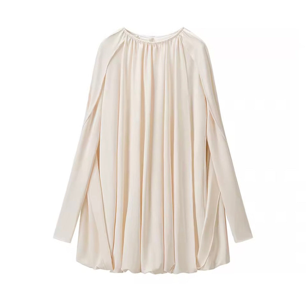 Draped Long-Sleeve Mini Dress