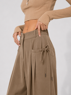 Gathered High-Waist Wide-Leg Trousers