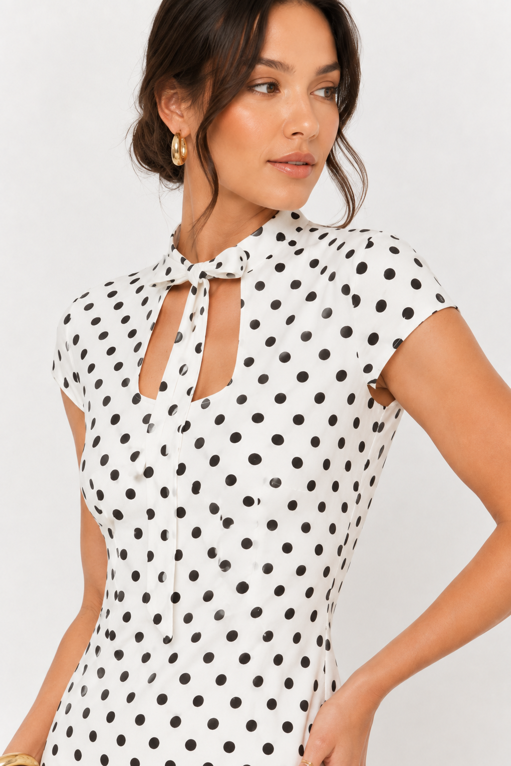 Bow-Detail Polka-Dot Mini Dress