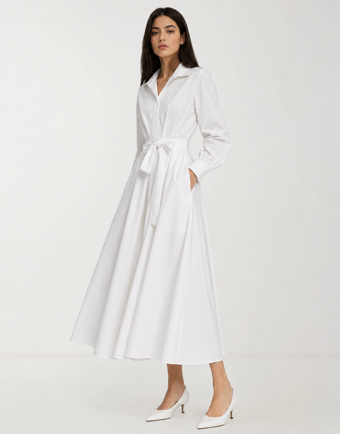 Collared V-Neck Maxi Dress